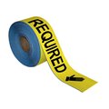 Superior Mark Floor Marking Message Tape, 4in x 100Ft , HAND PROTECTION REQUIRED IN-40-739I